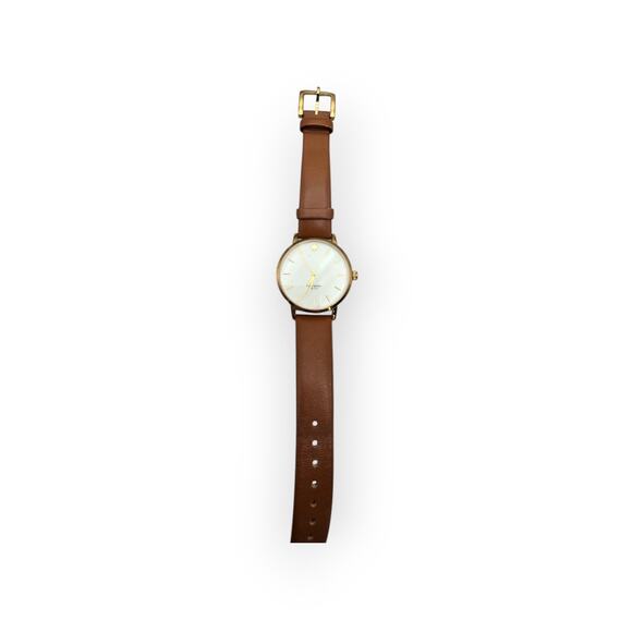 Kate Spade New York Gold-Tone Watch Brown Leather Strap Mother of Pearl Dial - Picture 4 of 9